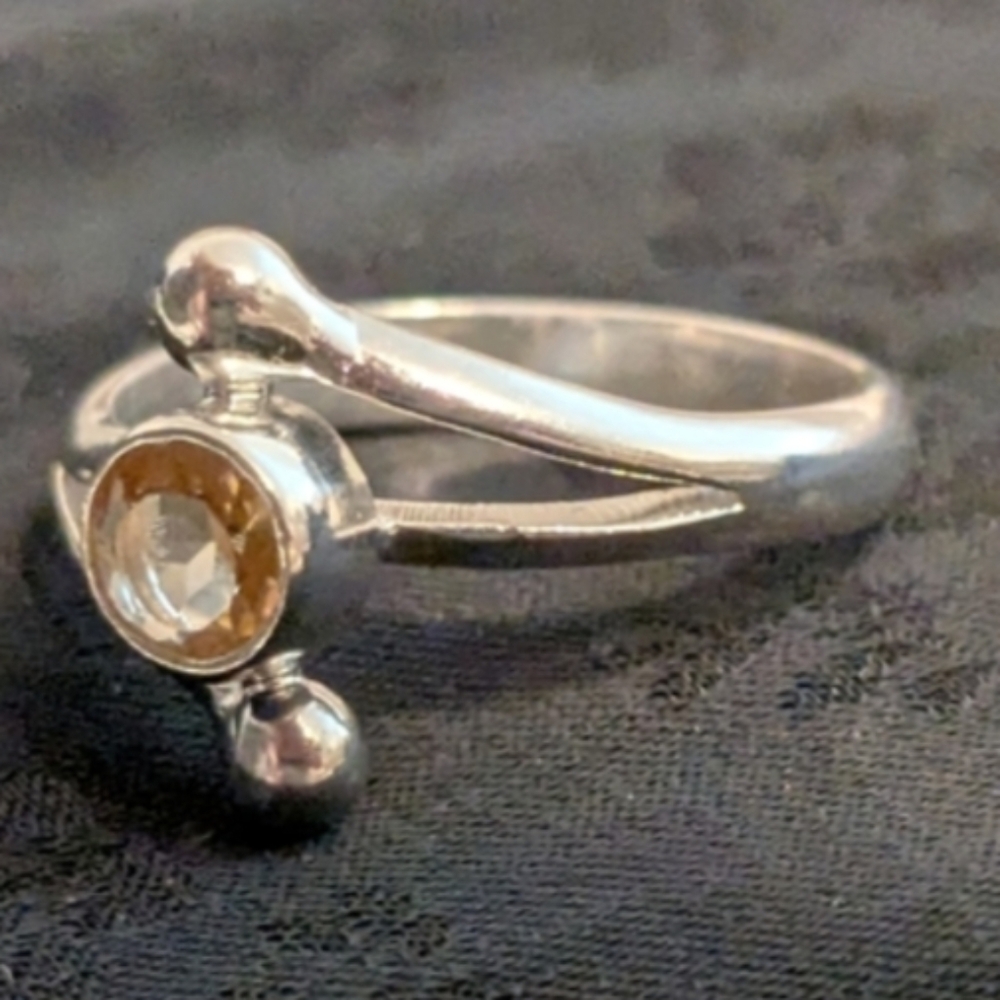 New 925 Solid Sterling Silver Ring Genuine Citrine Ring Size 6.75 - Picture 2 of 6